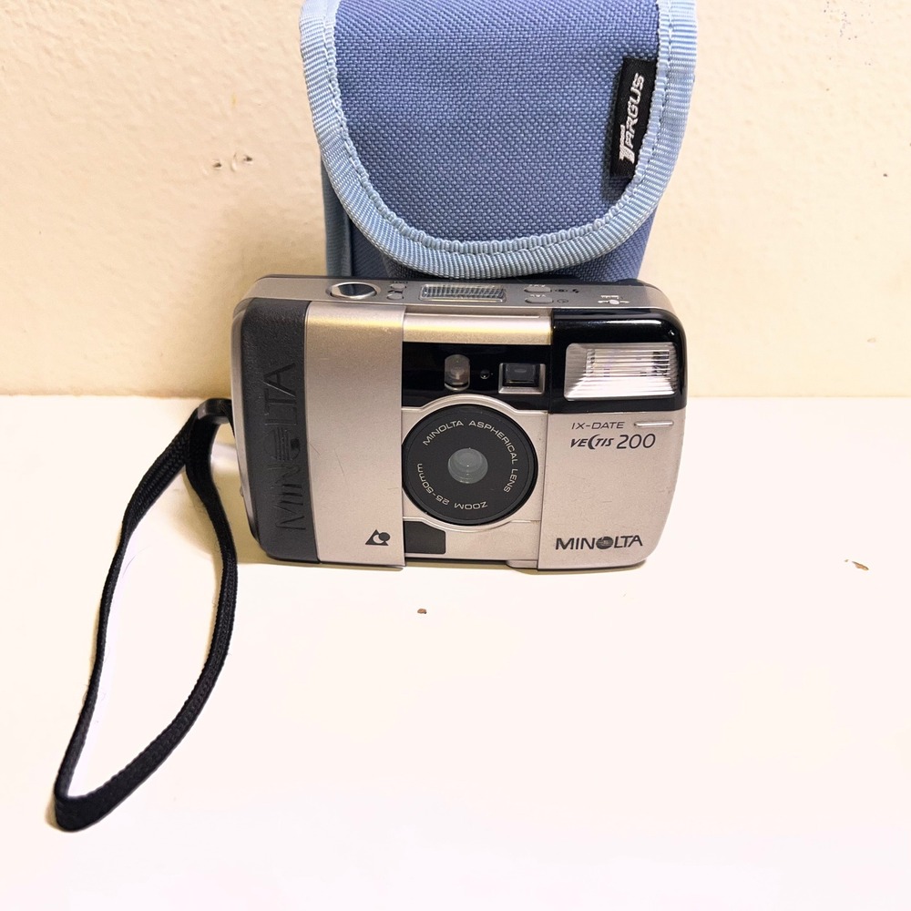 Minolta Vectis 200 APS Film Camera Silver 25-80mm Zoom Lens with Targus Case